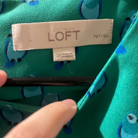 Loft Green Bird Print Dress - Picture 3 of 5